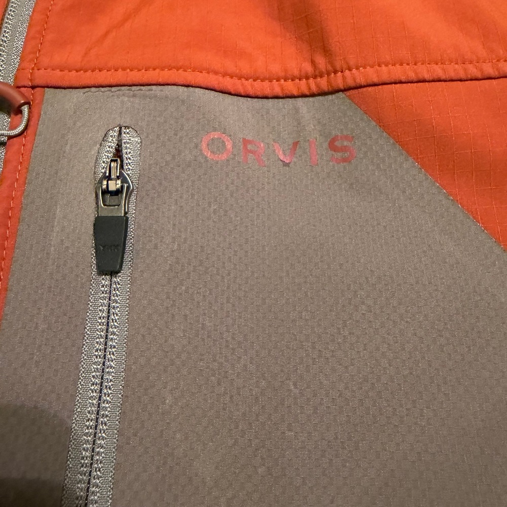 Orvis Mens Softshell Fleece Lined Jacket Burnt Orange Grey 25ZR Size Medium - Picture 5 of 8